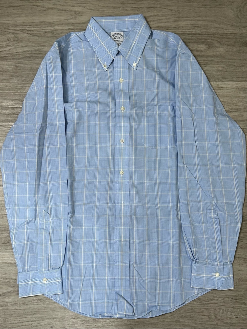 Brooks Brothers Light Blue Windowpane Button-Down Shirt